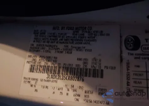 2012 Lincoln Mkz Hybrid z USA, uszkodzony, nr VIN 3LNDL2L35CR802876